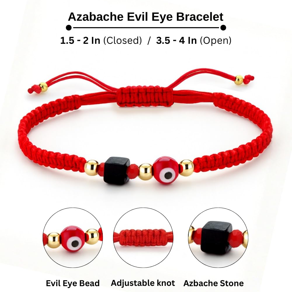 Red String Bracelet for Protection, Azabache Evil Eye Bracelet for Women & Men, Hilo Rojo de Protección, Pulseras Rojas de Protección - Religious Bracelets for Good Luck, Spiritual Meaning, and Style.