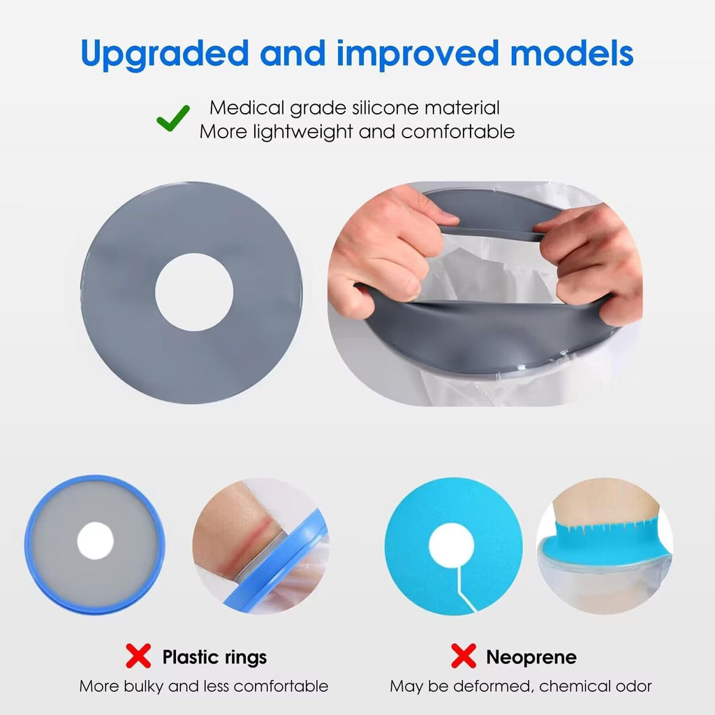COMFYTHERA Waterproof Cast Cover for Shower Ankle Wound Protector Bath Adult Watertight Cast Bag Showering for Surgery Foot, Ankle, Burns Reusable (C-Long Leg S)