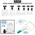 Cupping Warehouse TM Cupping Warehouse 20 Poly Professional Cupping Therapy Set – 20 Vacuum Cups with Pump Gun, Extension Tube for Massage Therapy, Myofascial Release, Pain Relief