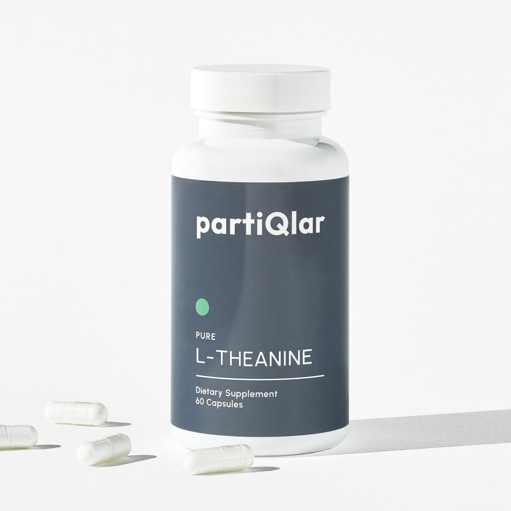 partiQlar L-Theanine Supplement 200mg – Double Strength L Theanine for Calm Focus, Caffeine Synergy & Sleep Support – 60 Vegetarian Capsules