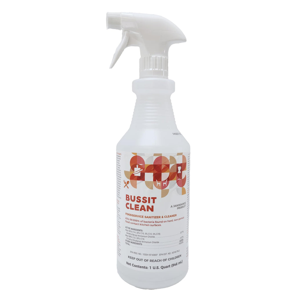 Jani-Source Bussit Clean Food Surface Sanitizer & Cleaner, Kills 99.9% of Kitchen Bacteria, 1 Quart (3 Pack)