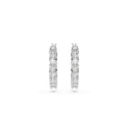 Swarovski Matrix Vittore Mini Hoop Pierced Earrings with White Circle Cut Crystal on a Rhodium Plated Setting with a Hinged Closure