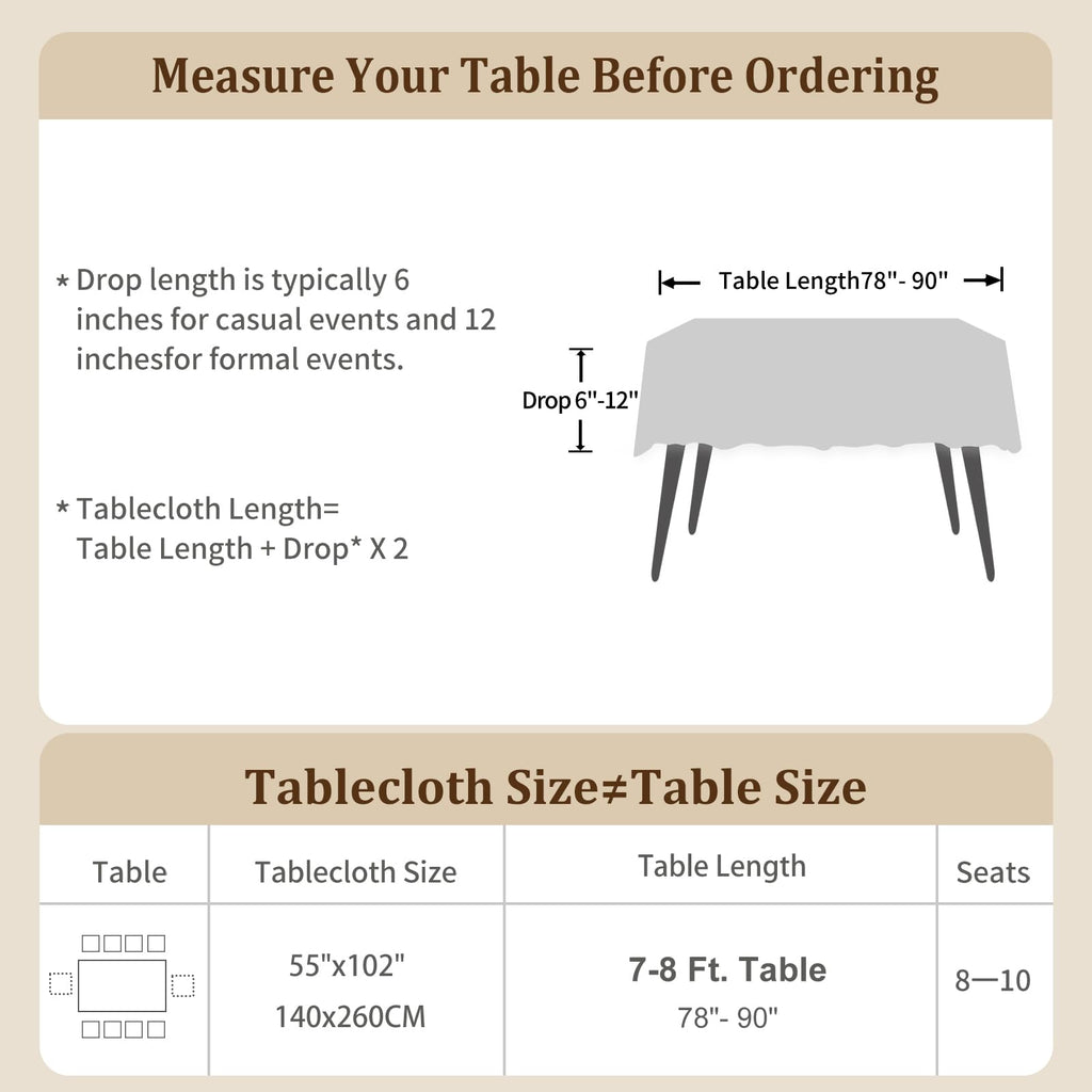Laolitou Rustic Tablecloth Cotton Linen Waterproof Tablecloths Washable Table Cloths for Kitchen Dining,Party,Holiday,Christmas,Buffet Coffee Lines Rectangle,55''x102'',8-10 Seats