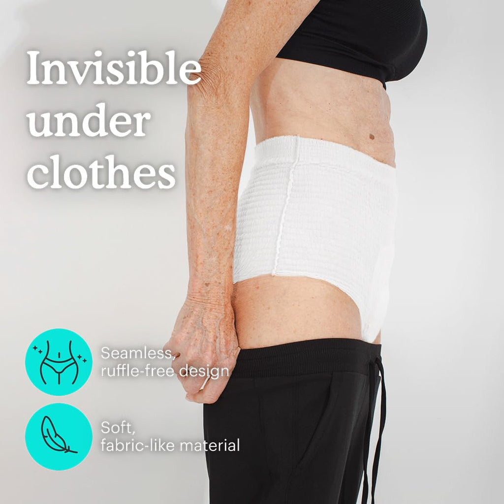 Because Adult Incontinence Underwear for Sensitive Skin - Women - Premium Overnight Disposable Briefs, Anti Odor - White, Large - Absorbs 6 Cups - 56 Count (4 Packs of 14)