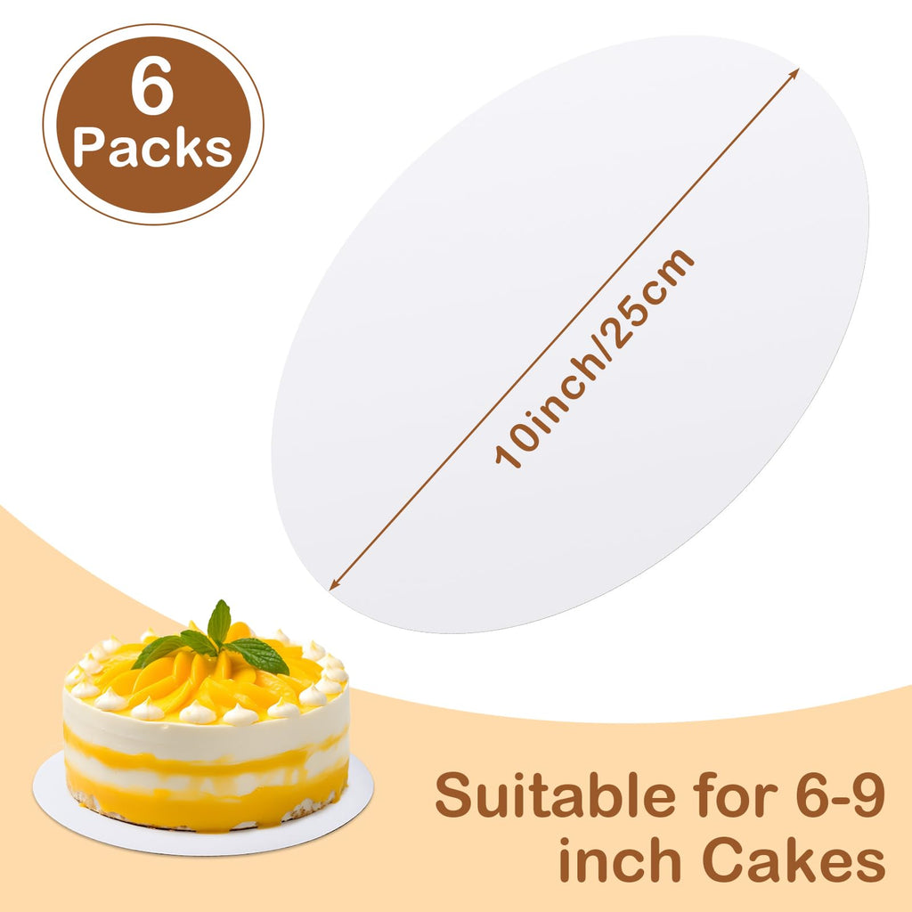 6 Pcs Cake Boards,White Cake Boards 10 inch Round,Oil-proof Cake Base