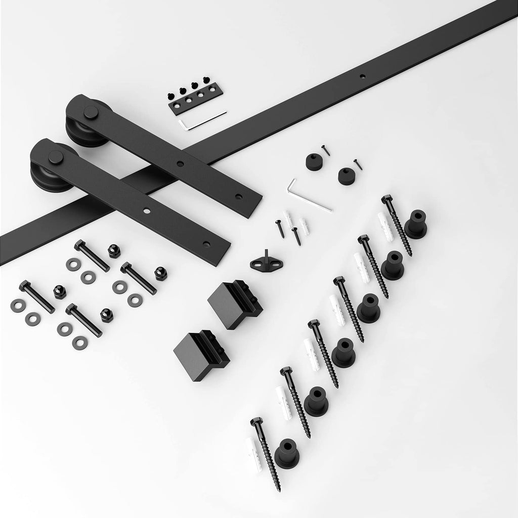 SMARTSTANDARD 7.5ft Barn Door Hardware Kit, Sliding Door Hardware, Heavy Duty, Smooth & Quiet, Easy to Install, Fit 42"-45" Wide Door Panel (I Shape Hanger)