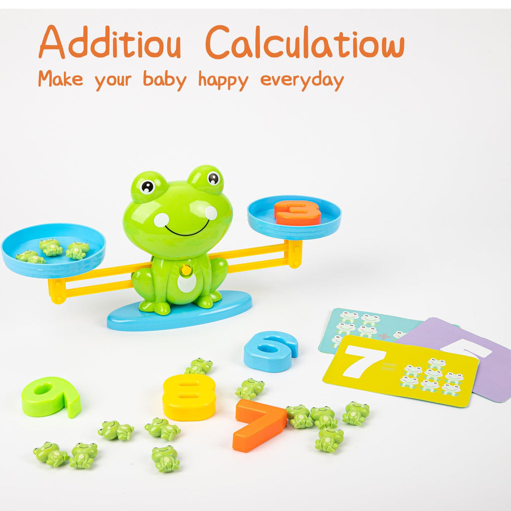 lonfypeng Frog Balance Counting Toys, Cool Math Learning Games for Boys and Girls, Educational Number Preschool Toy, Fun Children's Gift STEM Math Games for Kids Age 3+ (63 PCS)