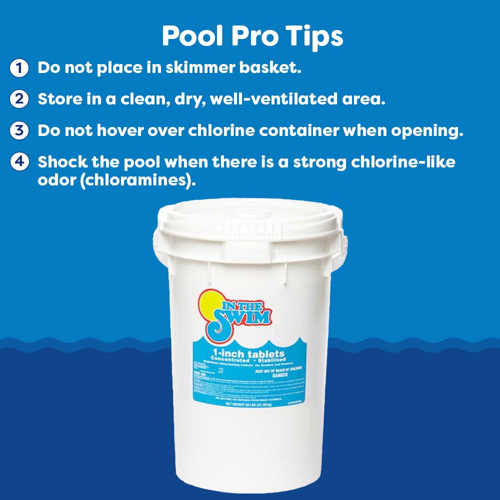 In The Swim 1 Inch Stabilized Chlorine Tablets for Sanitizing Swimming Pools - Fast Dissolving - 90% Available Chlorine - Tri-Chlor - 4 Pounds