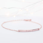 Petite Boutique 16K Gold Your Name Bar Bracelet Personalized gift Gold Plated bar Delicate Hand Stamp Best bridesmaid Wedding Graduation Gift