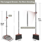 Ivandar Broom with Dustpan Combo Set, 50.6 inch Long Handle, Upright Standing Broom and Dustpan Set Quiet Cleaning Tool Sweep the Floor Dust pan Removes 4 Times More Pet Hair(Brown and Gray)