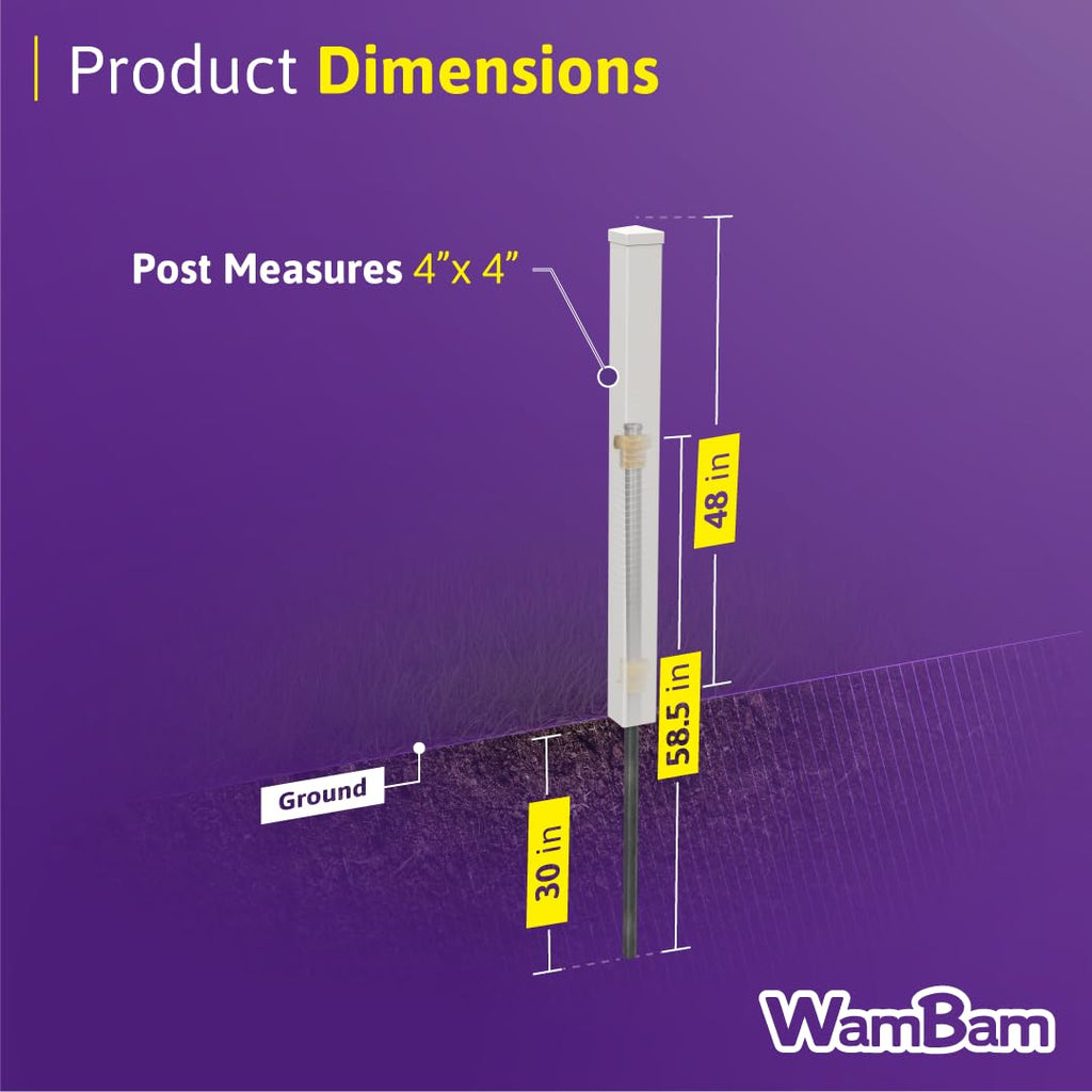 WamBam 4ft White Vinyl Finishing Post
