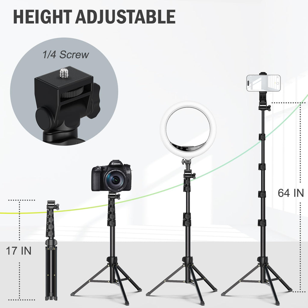 Liphisy 64” Tripod for Cell Phone & Camera with Remote and Phone Holder