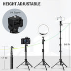 Liphisy 64” Tripod for Cell Phone & Camera with Remote and Phone Holder