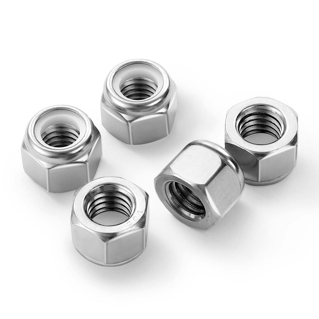 MewuDecor #10 32 Nylon Insert Hex Lock Nuts Locknuts, 304 Stainless Steel 18-8, Bright Finish, 50 PCS