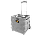 MaxWorks 50704 Collapsible Gray Rolling Folding Dolly Grocery Cart - Multi-Functional Teacher Dolly with Extra Storage, Durable Wheels, and Easy-to-Fold Design for Classroom, Office, Shopping