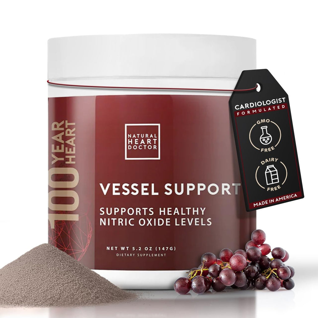 Natural Heart Doctor Vessel Support High Blood Pressure Supplement - Nitric Oxide Supplement with L-Arginine & Grape Seed Extract – Nitric Oxide Booster for Vascular Wellness - Made in USA - 5.2 Oz