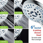 Hotel Spa AquaCare As-Seen-On-TV High Pressure Handheld/Rain 50-mode 3-way Shower Head Combo with Adjustable Arm - Anti-clog Nozzles, Tub & Pet Power Wash, 6 ft. Hose, All Chrome Finish