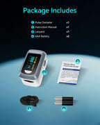 Fingertip Pulse Oximeter Blood Oxygen Monitor Finger for Adult & Children Portable Oxygen Level Monitor with OLED Screen Included 2 X AAA Batteries and Lanyard