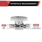 20-Pack EFIELD 1/4 Turn Straight Stop Valve 3/8" OD Compression X 1/2" Crimp Barb Pex Chrome Plated Brass,(VALVE085-20PCS)