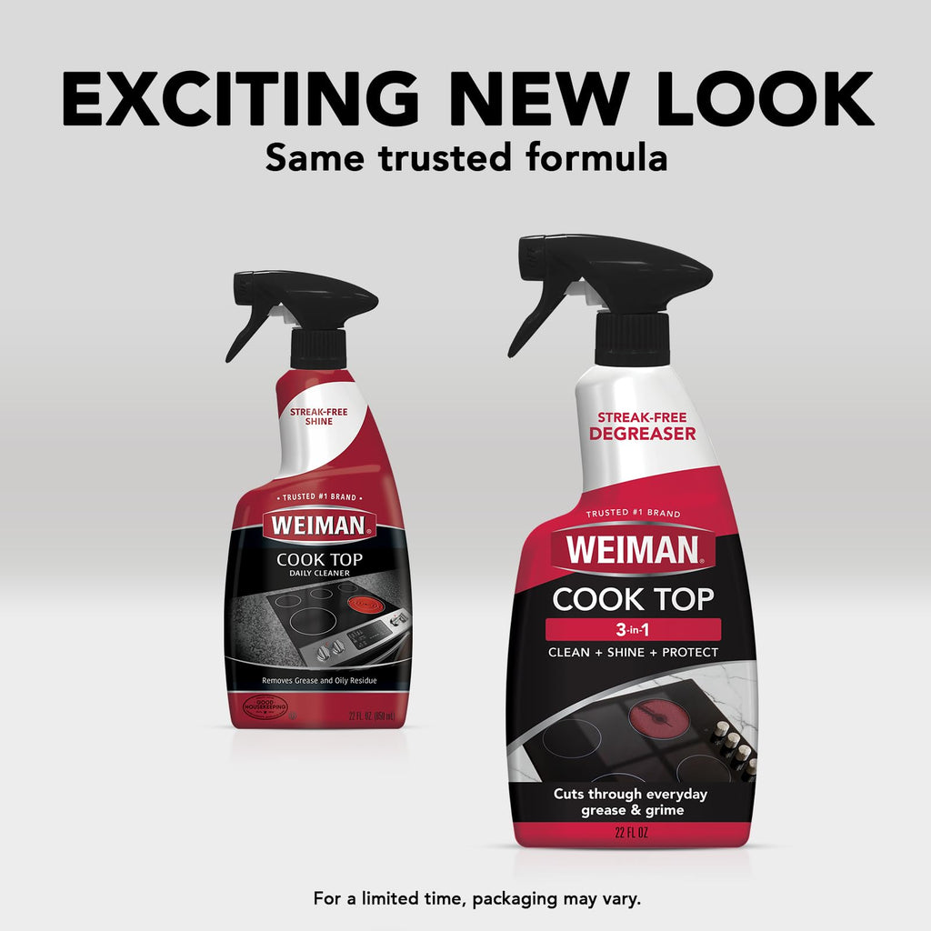 Weiman 2-Pack Cooktop Cleaning Spray & Microfiber Cloth – Cooktop & Oven Cleaner for Streak & Residue Free - Non-Abrasive Degreaser Safe for Glass & Ceramic