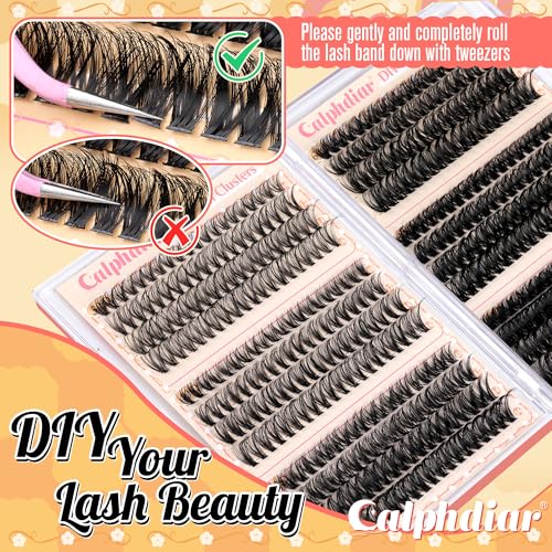 Lash Clusters Kit Wispy Eyelash Extension Kit 480pcs Individual Lashes D Curl Cluster Eyelash Extensions 8-16MM DIY Lash Extension Kit with Lash Bond and Seal Lash Tweezers (30D+40D+50D+60D+80D+100D)