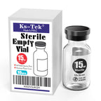 Ks-Tek Sterile Empty Vials with Self Healing Injection Port,with Flip Off Aluminum Cap,Sterile Package (15ml,10)