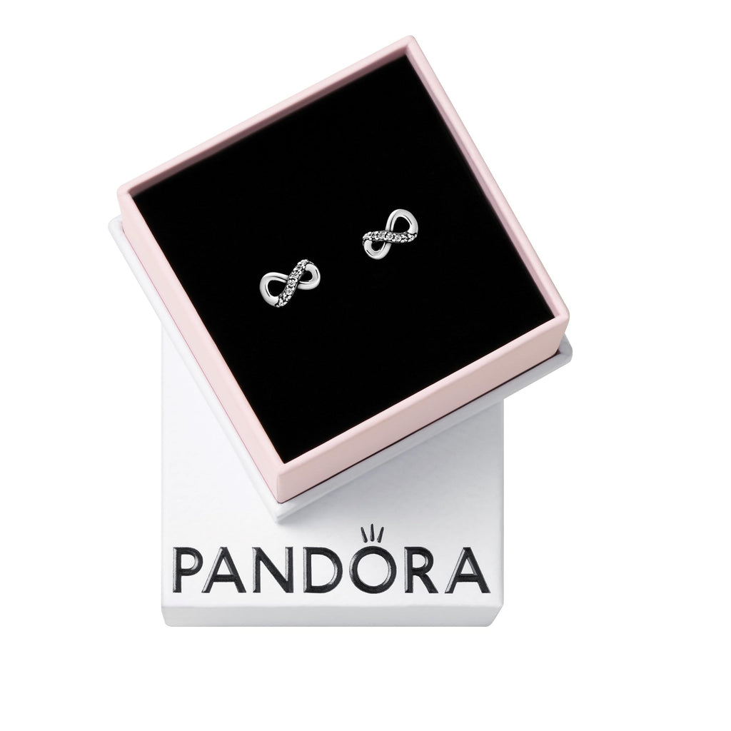 PANDORA Sparkling Infinity Stud Earrings - Stunning Women's Earrings - Gift for Her - Sterling Silver & Cubic Zirconia - with Gift Box