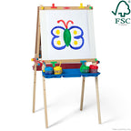 Melissa & Doug Deluxe Standing Art Easel - Dry-Erase Board, Chalkboard, Paper Roller - FSC Certified