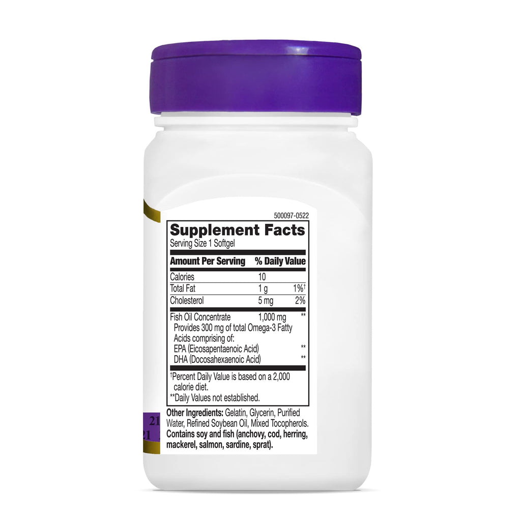 21st Century Fish Oil 1000 mg Softgels, 60 Count (Pack of 3)