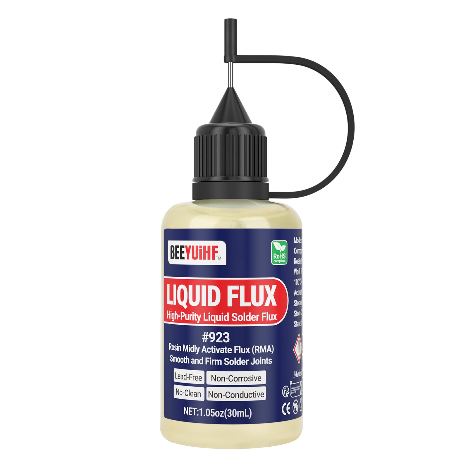 BEEYUIHF Liquid Solder Flux Dropper, Liquid Soldering Flux, No Clean Liquid Flux, Electrical Liquid Rosin Flux Solder, Liquid Flux Soldering Squeeze Bottle (30 mL/1.05Oz.)