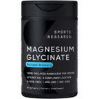 Sports Research® Magnesium Glycinate - Supports Restful Sleep & Enzymatic Processes - 160 mg Chelated Magnesium - Vegan Capsule - 180 Count