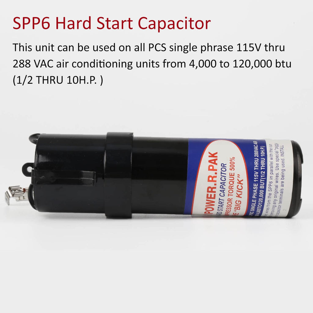 SPP6 Relay/Capacitor Hard Start Kit with 500% Increase Starting Torque for Air Conditioner - Compatible with HVAC Compressor – Replaces SPP6, TJ90HS6,AP4502872,35702, DST-6, ERPP6, HS6, HS650