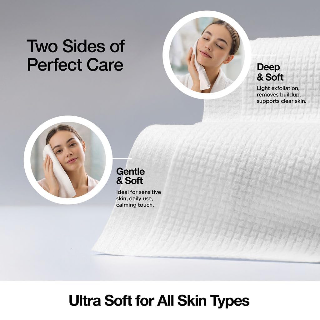 Face Towels - Ultra Soft and Thick Disposable Face Towelettes for Women - Biodegradable Facial Towels for Sensitive Skin - Face Cleansing, Makeup Removal, 10x12 Extra Large - 100 Pack