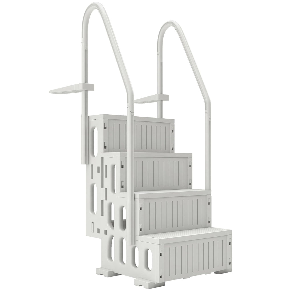 Outsunny 4-Step Swimming Pool Ladder, HDPE with Dual Handrails and Non-Slip Steps for Above Ground Pools, Entry/Exit Ladder, Fits 46.1" - 57.9" High Walls, 396 lbs. Load Capacity White