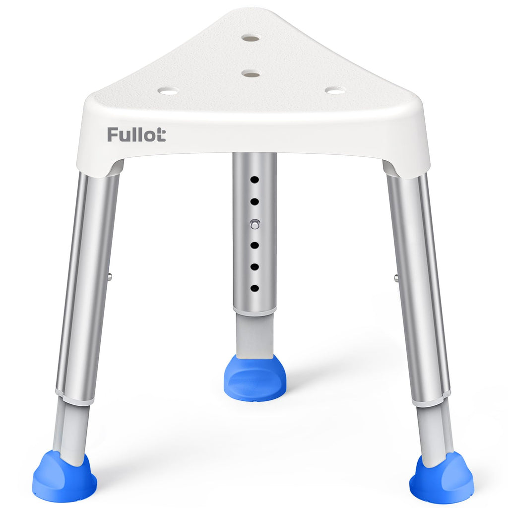 Space-Saving Triangular Shower Chair for Inside Shower, FSA/HSA Eligible 400 lbs Adjustable Shower Stool for Elderly and Disabled, Non-Slip Bathtub Chair with Stable-Bracing, Tool-Free Assembly, White