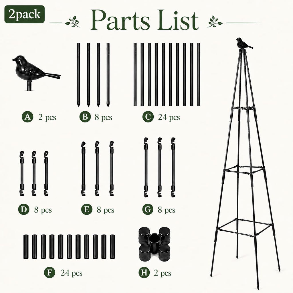 OTOSUNNY 67inch Garden Obelisk Trellis for Climbing Plants Outdoor, 2 Pack