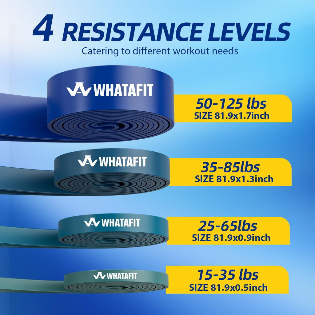 WHATAFIT Resistance Bands, Pull Up Assistance Bands, Exercise Bands, Workout Bands Set for Men and Women Home Fitness, Body Stretching, Strength Training, Physical Therapy