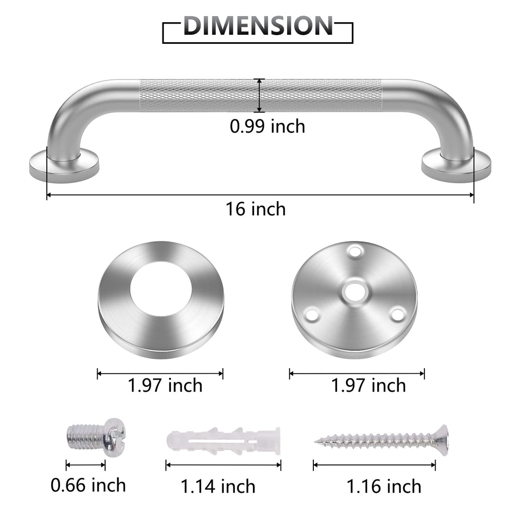 Grab Bars for Shower, 2 Pack 16 Inch Anti-Slip Safety Shower Handle for Senior, Stainless Steel Shower Grab Bars, Handicap Elderly Bathtub and Toilet Bathroom Assist