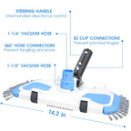 Enhanced Pool Vacuum Head with Direction-Control Swivel Handle, Stable-Maintain Spring, Vinyl Pool Vac with Wheels, Side Brush and Bottom Brush for Inground & Above Ground Pools