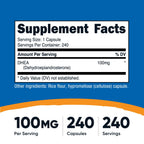 Nutricost DHEA 100mg, 240 Capsules - Gluten Free, Soy Free, Non-GMO, Supplement
