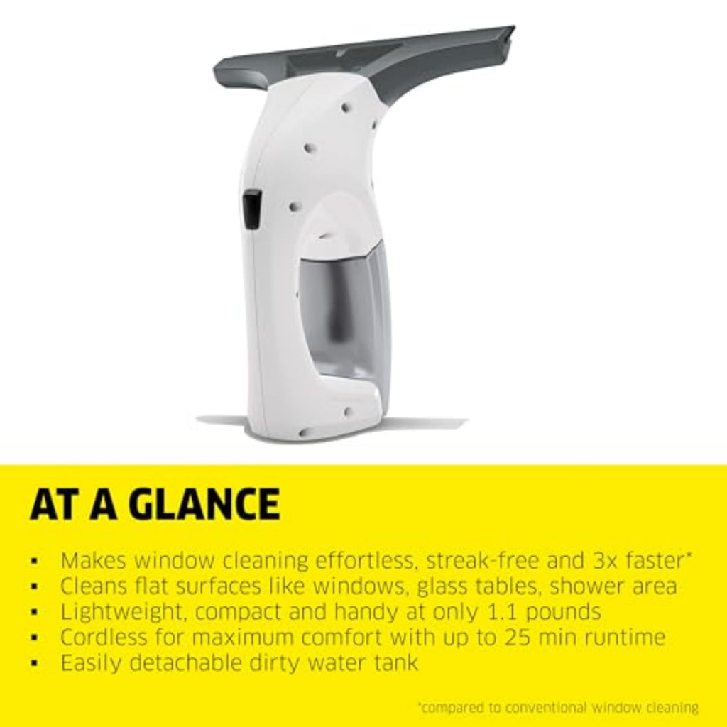 Kärcher WV 1 Electric Window Vacuum Squeegee 10" - Perfect for Showers, Mirrors, Glass, and Countertops - Electric Squeegee