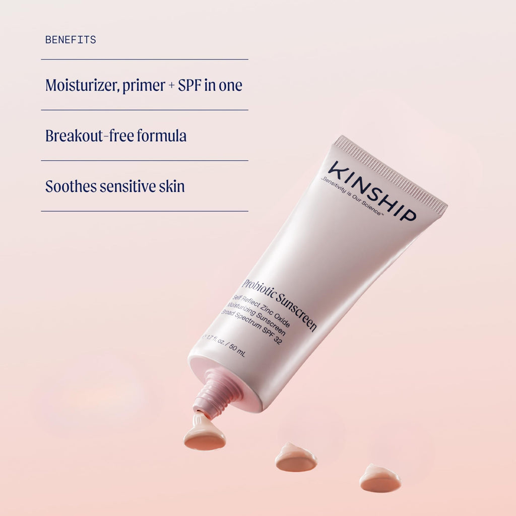 Kinship Zinc Oxide Mineral Sunscreen for Face Self Reflect SPF 32 | Vegan, Reef Safe, Non Toxic Eczema Sunscreen for Sensitive Skin | Sunblock Face Moisturizer with SPF (1.75 oz)