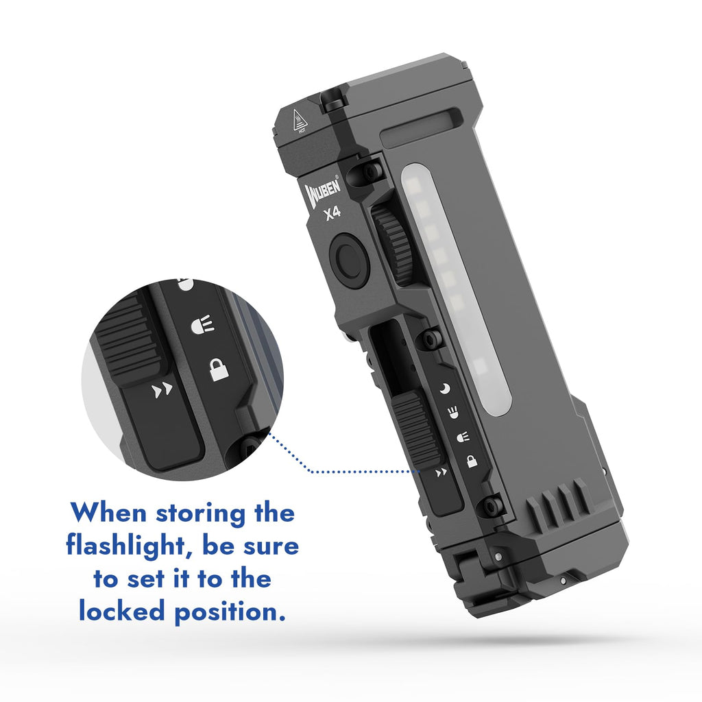 WUBEN X4 EDC Flat Flashlight with RGB Light, 1500 Lumens Mini Flashlight with Tactical Switch and Magnetic, IP68 Portable Pocket Clip USB C Flash Light for Camping, Checking, Emergencies