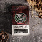 Bones Coffee Company Dragon's Lair Flavored Coffee Beans, Dark Roast Ground Coffee Low Acid (12 oz)