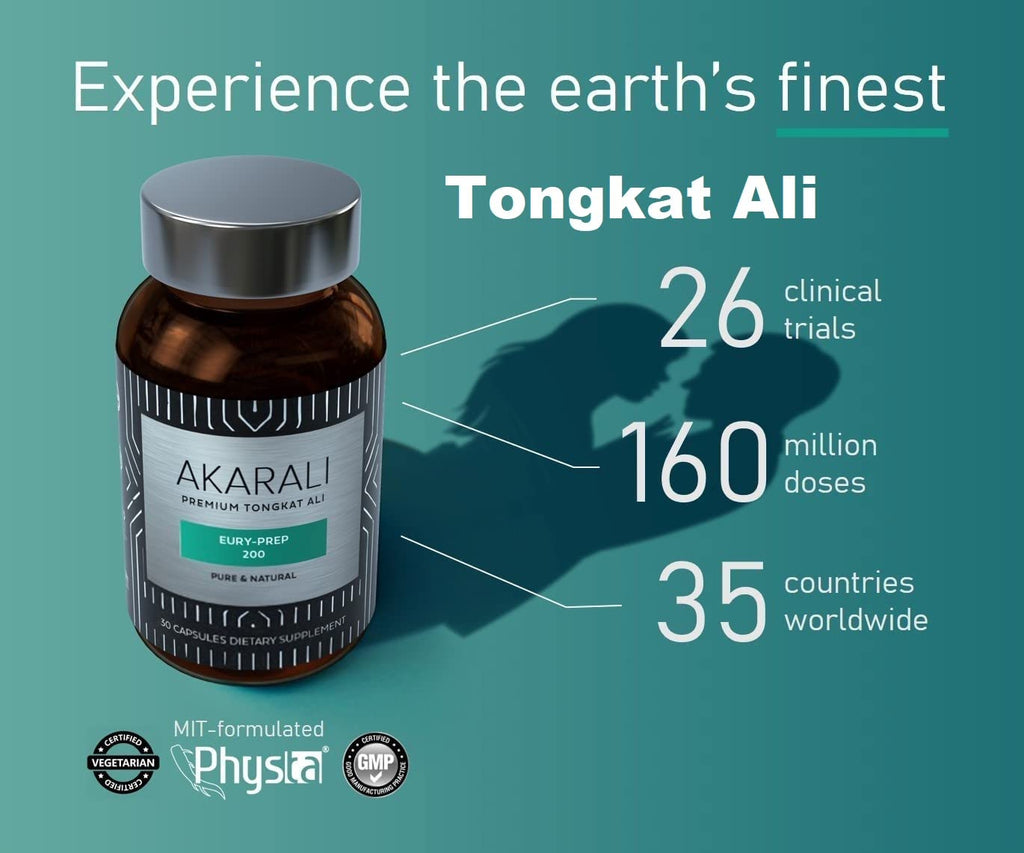 AKARALI Pure Tongkat Ali Longjack 200:1 Highly Concentrated 1.5% Eurycomanone US Patented Physta® Freeze-Dried Extraction Technology Supports Strength, Energy and Performance (30 Count)