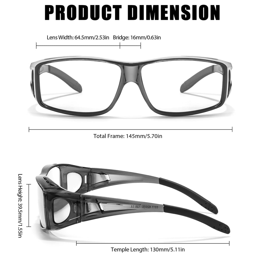 LVIOE Fit Over Blue Light Blocking Glasses and Computer Eyewear- Wear Over Prescription Glasses/Reading Glasses/RX Glasses