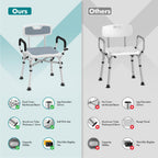 VFAUOSIT Shower Chair with Removable Arms and Back for Elderly & Disabled, 550 lbs Shower Chair for Inside Shower, 6-Height Adjustable Shower Seats for Adults, Bath Chairs for Seniors Inside Tub