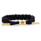 Rastaclat Braided Bracelet for Men and Women - Onyx II Black/Gold Bracelet | Adjustable Stackable & Braided by Hand (Medium/Large)