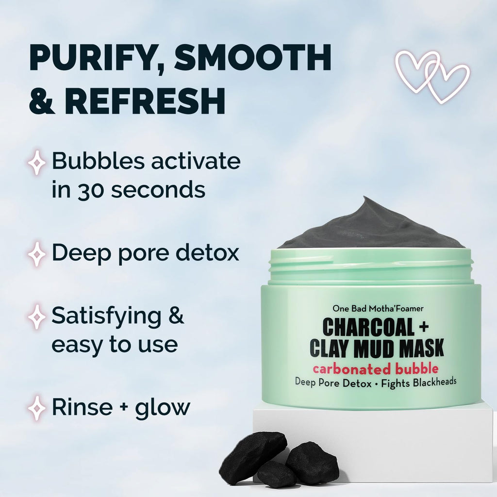 Elizabeth Mott Carbonated Bubble Detox Clay Mask – Korean Skincare for Deep Pore Cleansing, Acne, Blackheads & Oil Control – Charcoal Face Mask for Breakouts & Smooth Skin – Cruelty-Free, 3.53 oz