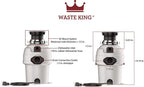 Waste King Garbage Disposal for Kitchen Sink with Power Cord, Food Waste Disposer, L-3200